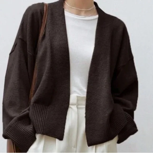 Dazy-Less Drop Shoulder Belted Cardigan,Long Sleeve Tops - Picture 2 of 6